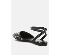 Chalcis Metallic Eyelet Detail Flat Sandals