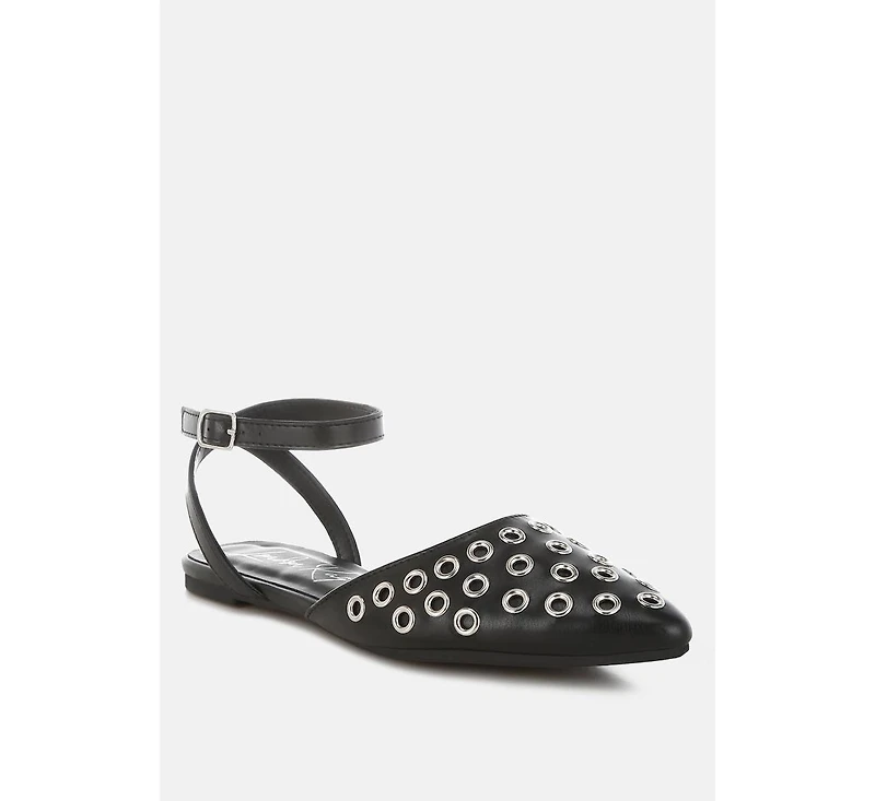 Chalcis Metallic Eyelet Detail Flat Sandals