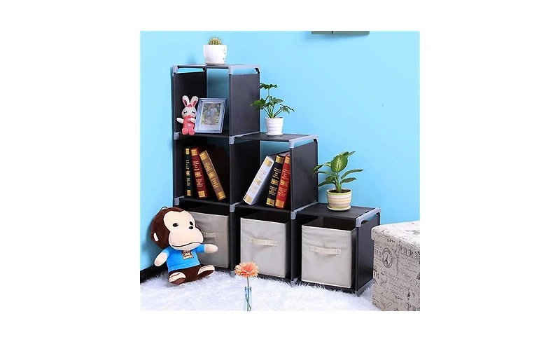 Slickblue Multifunctional 3-Tier Storage Shelf with 6 Compartments, Easy Assembly for Home or Office Organization