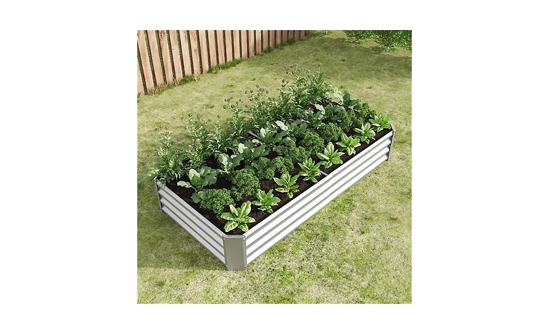 Slickblue Metal Raised Garden Bed for Outdoor Plants, Vegetables, and Flowers - Rectangular Planter