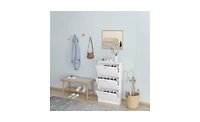 Narrow Shoe Cabinet for Entryway – 3-Tier Flip-Down Shoe Rack & Wood Organizer for Small Spaces