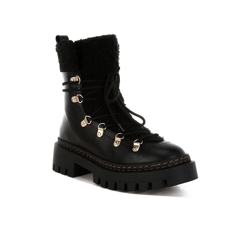 Omul Fleece & Faux Leather Boots
