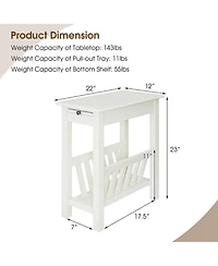 Gymax Side Table End Table Nightstand w/ Bottom Storage Shelf & Rubber Wood Legs