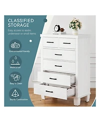 gaomon Dresser For Bedroom, 6 Drawer Dresser With Metal Handles,Chest Of Drawers Closet Organizers And Storage Clothes, Wood Drawer Dresser For Closet