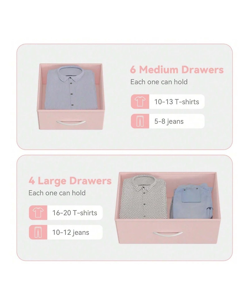 Dresser For Bedroom With 12 Drawer, Dressers & Chests Of Drawers For Hallway, Entryway, Storage Organizer Unit With Fabric, Sturdy Metal Frame, Wood T