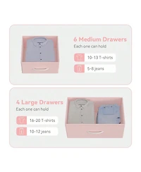 Dresser For Bedroom With 12 Drawer, Dressers & Chests Of Drawers For Hallway, Entryway, Storage Organizer Unit With Fabric, Sturdy Metal Frame, Wood T
