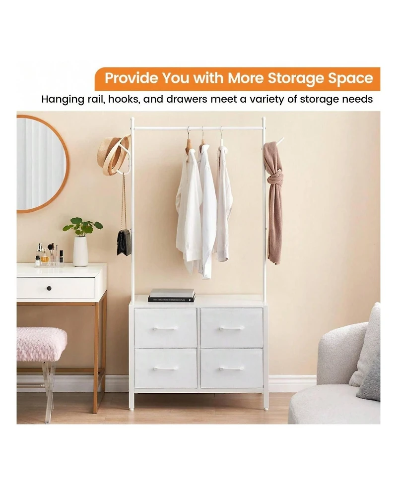 gaomon Clothing Rack With 4/6 Drawers, Freestanding Closet Organizer, Clothes Stand Dresser With Steel Frame & Wooden Top, Tall Closet Storage Organiz
