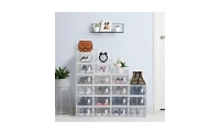 Stackable Shoe Storage Boxes – 18 Clear Plastic Bins with Lids for Closet or Underbed Shoe Organization