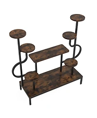 Tribesigns Large Tall Plant Shelf,Wood Indoor Ladder Holder Flower Rack,8-Tier Metal Plant Stand