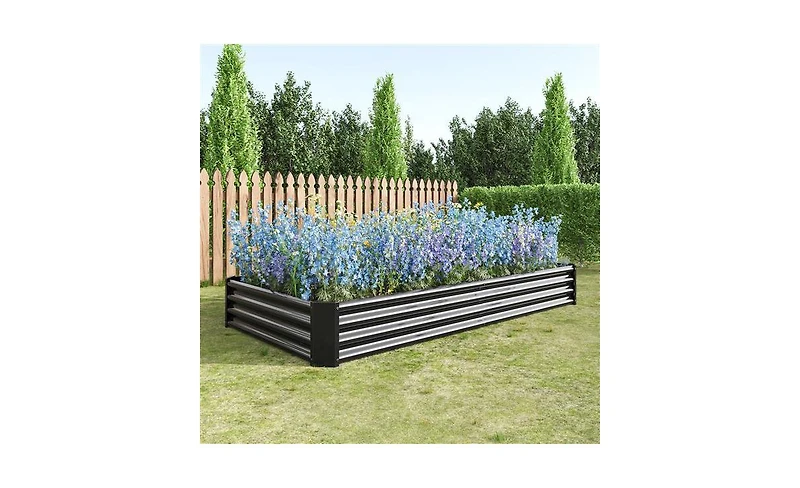 Slickblue Metal Raised Garden Bed Kit – 7.6x3.7x0.98ft Planter for Flowers, Vegetables