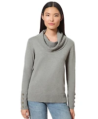 Melissa Paige Women's Petite Chevron-Trimmed Cowl-Neck Sweater