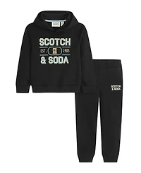 Scotch & Soda Little Boys Soft Graphic Fleece Hoodie Pant Set, 2- Piece set