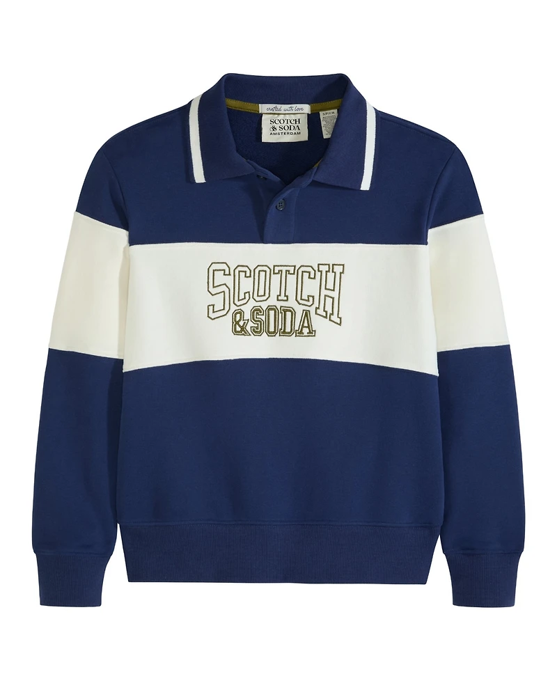 Scotch & Soda Big Boys French Terry Graphic Polo Shirt