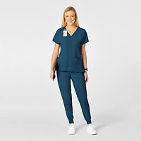 Wink Women's W123 Flex Back Stylized V-Neck Scrub Top, Red, S Regular