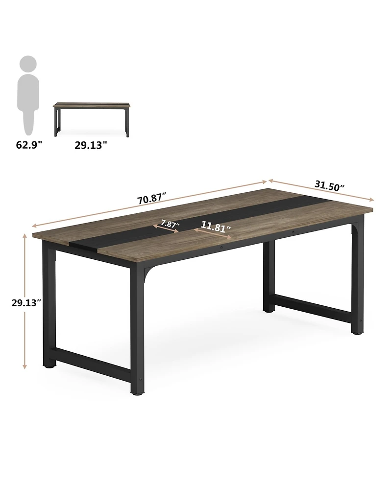 Tribesigns Rectangular Dinner Table with Heavy Duty Metal Legs,Industrial Kitchen for 6-8 Person