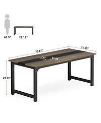 Tribesigns Rectangular Dinner Table with Heavy Duty Metal Legs,Industrial Kitchen for 6-8 Person