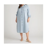 Universal Standard Women's Odeon Stretch Cotton Chambray Shirtdress