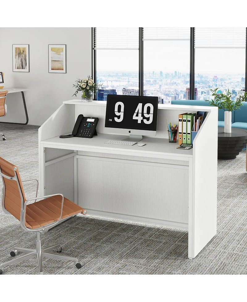 Tribesigns 47 inch Retail Counter,Modern Front Desk Reception Room Table with Cable Grommet,Reception Desk with Counter