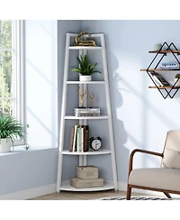 Tribesigns 5 Tier Industrial Corner Bookshelf Bookcase,70 inch Tall Shelf,Industrial Ladder Shelf Plant Stand
