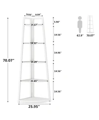 Tribesigns 5 Tier Industrial Corner Bookshelf Bookcase,70 inch Tall Shelf,Industrial Ladder Shelf Plant Stand