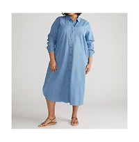 Universal Standard Women's Odeon Stretch Cotton Chambray Shirtdress