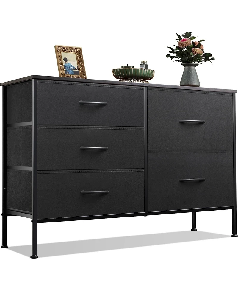 Wlive Dresser for Bedroom with 5 Drawers Wide Drawer Organizers Chest of Fabric Living Room Closet Hallway