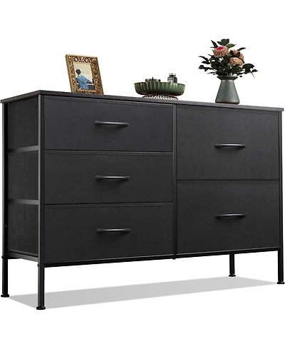 Wlive Dresser for Bedroom with 5 Drawers Wide Drawer Organizers Chest of Fabric Living Room Closet Hallway