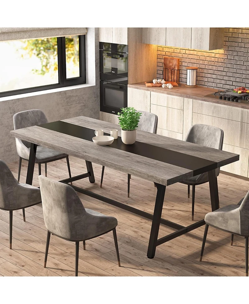 Tribesigns Dining Table for 8 People, 70.87-inch Rectangular Wood Kitchen Table with Strong Metal Frame, Industrial Large Long Dining Room Table