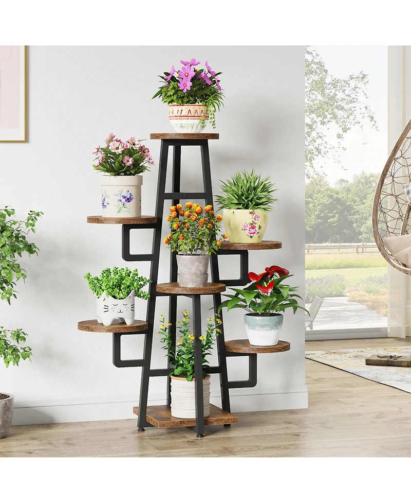 Tribesigns Wooden Corner Plant Pots Holder Rack Flower Stand Shelf Planter Organizer,7 Tier Plant Stand Indoor