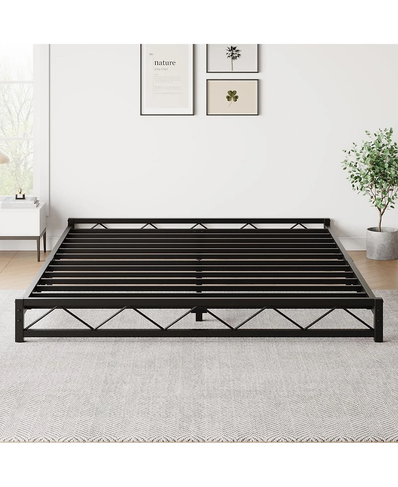 gaomon Queen Size Bed Frame, Metal Low Platform Bed Frame, with Wavy Pattern, Metal Slat Support