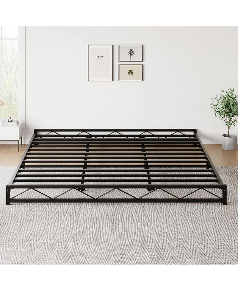 gaomon King Size Bed Frame, Metal Low Platform Bed Frame, with Wavy Pattern