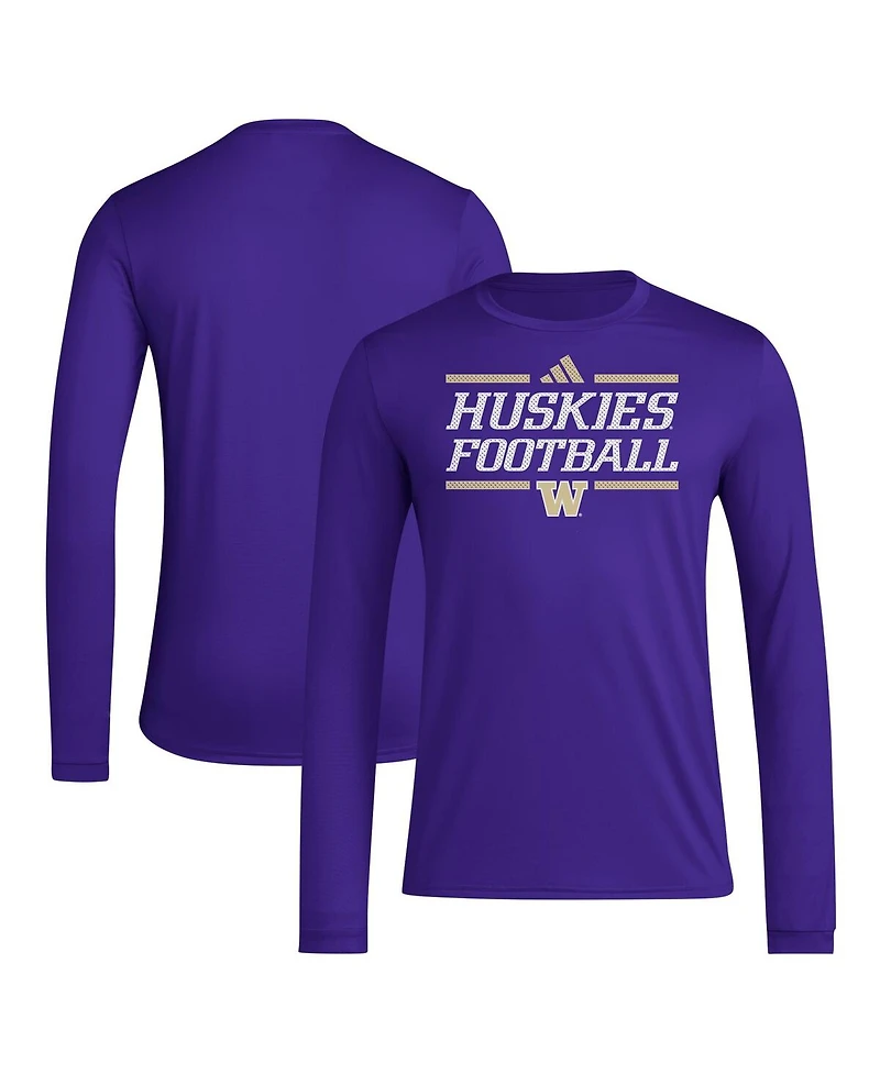 Adidas Men's Purple Washington Huskies Locker Football Pre-Game Aeroready Long Sleeve T-Shirt