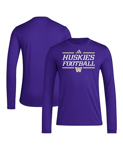Adidas Men's Purple Washington Huskies Locker Football Pre-Game Aeroready Long Sleeve T-Shirt