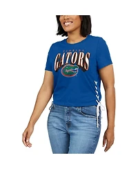 Wear by Erin Andrews Women's Royal Florida Gators Side Lace-Up Modest Crop T-Shirt