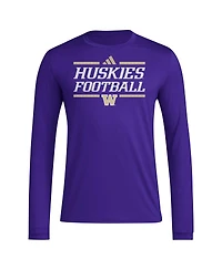 Adidas Men's Purple Washington Huskies Locker Football Pre-Game Aeroready Long Sleeve T-Shirt