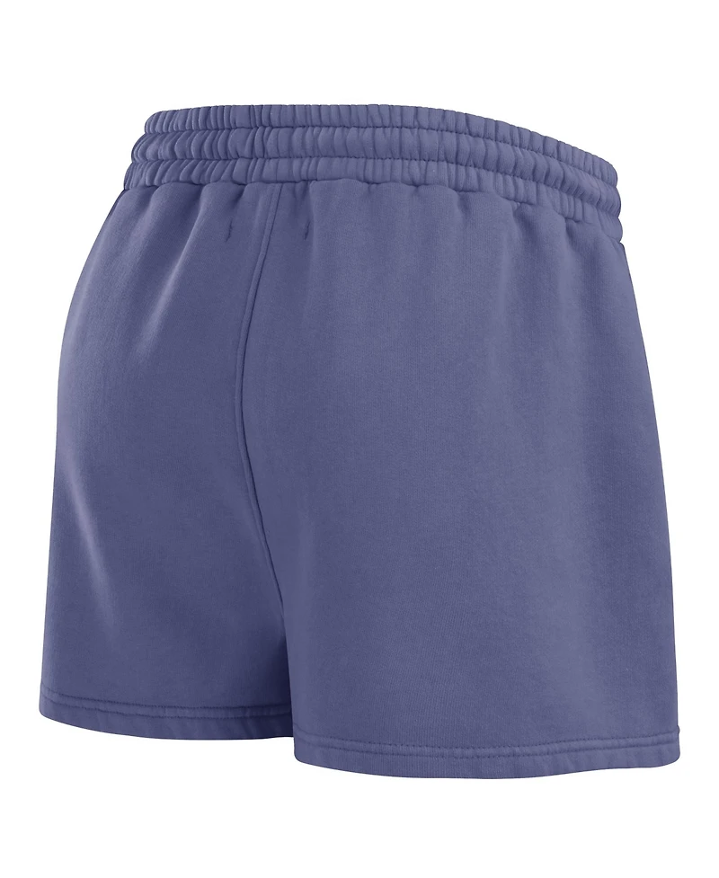 Wear by Erin Andrews Women's Royal New York Giants Washed Fleece Long Sleeve T-Shirt Shorts Lounge Set