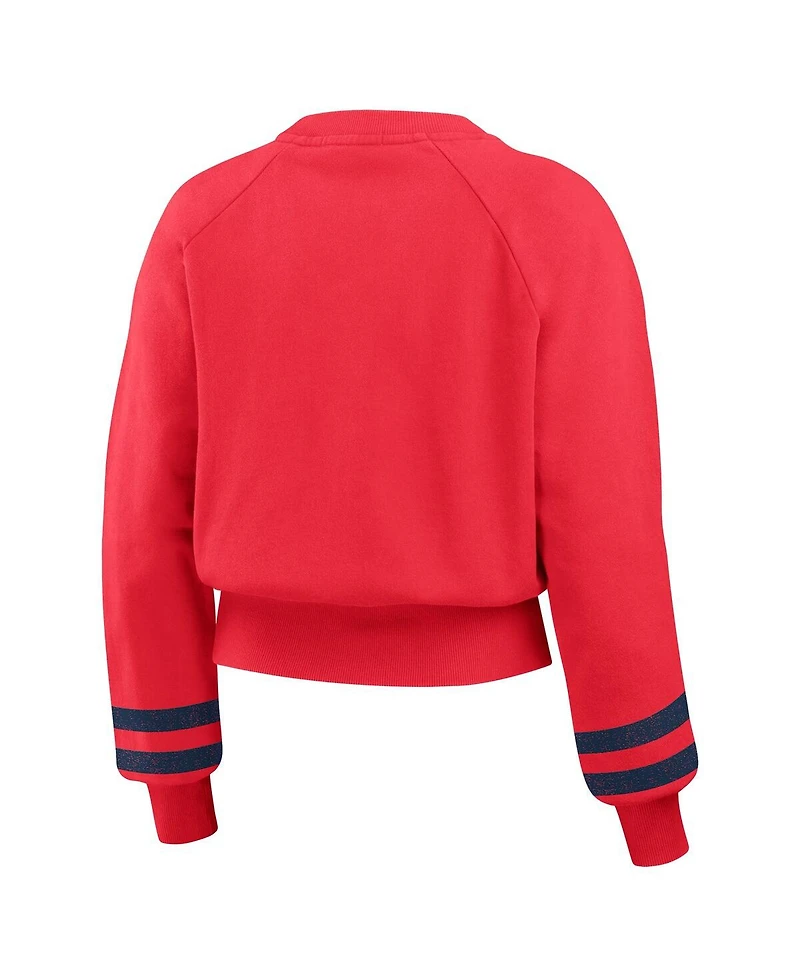 Wear by Erin Andrews Women's Red St. Louis Cardinals Vintage Washed Cropped Pullover Sweatshirt