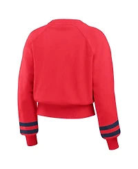 Wear by Erin Andrews Women's Red St. Louis Cardinals Vintage Washed Cropped Pullover Sweatshirt