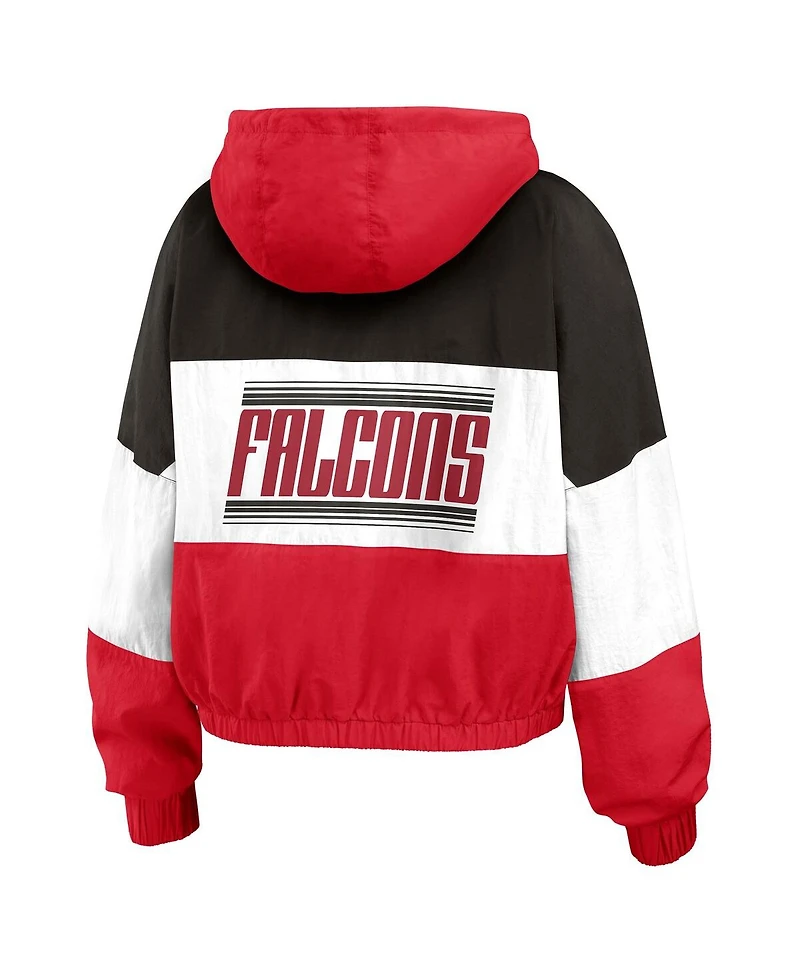 Wear by Erin Andrews Women's Red Atlanta Falcons Color Block Full-zip Windbreaker Jacket