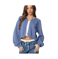 Edikted Womens Sammi Puff Sleeve Knit Cardigan