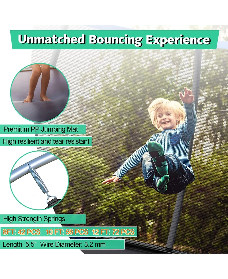 Gymax 8FT Recreational Trampoline w/ Ladder Enclosure Net Safety Pad Outdoor