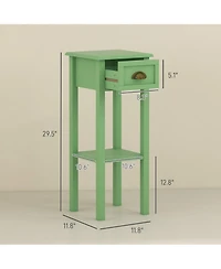 Homcom 2-Tier Side Table with Drawer Shelf for Living Room, Light