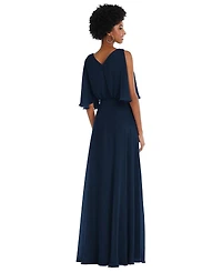 After Six Plus V-Neck Split Sleeve Blouson Bodice Maxi Dress