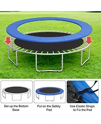 Gymax 8FT Trampoline Replacement Safety Pad Universal Trampoline Cover Blue