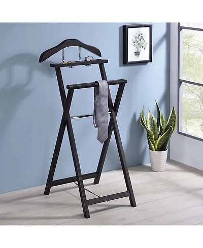 Kings Brand Furniture Kings Brand Furniture-Oliver Foldable Wood Suit Valet Rack Stand Organizer, Walnut