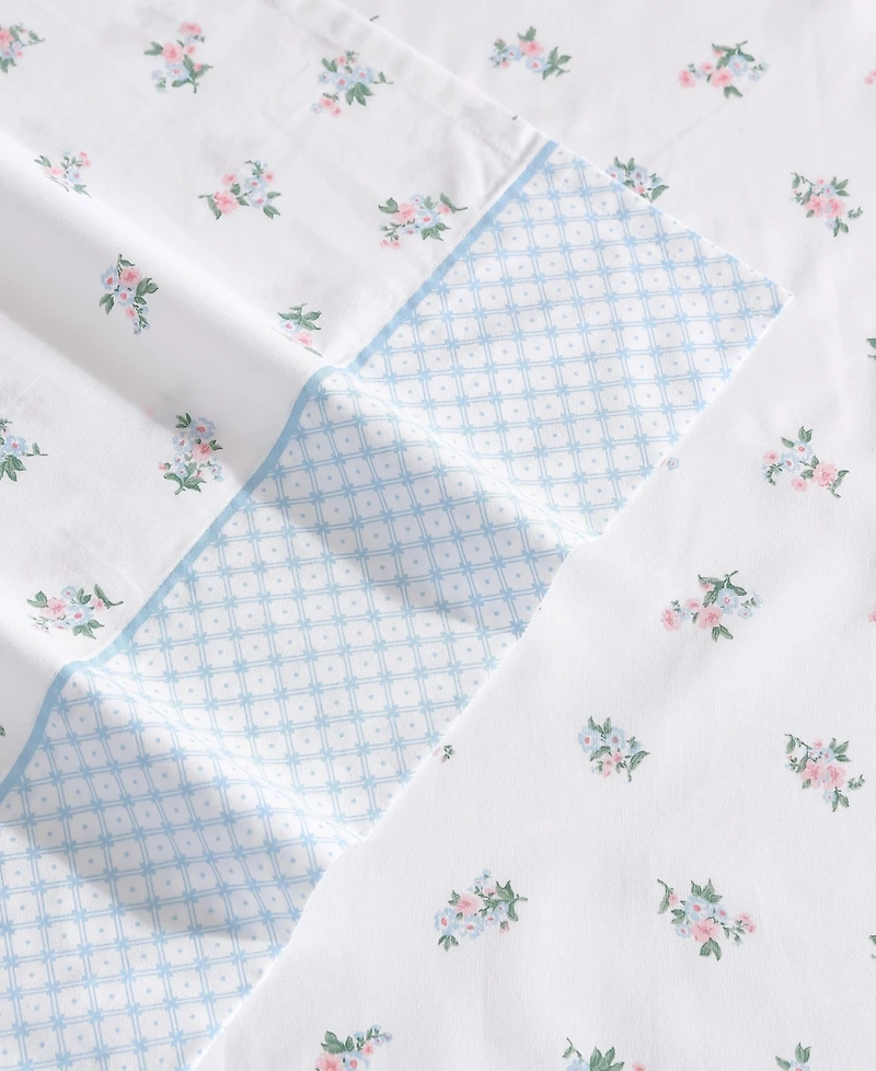 Laura Ashley 200-Thread Count Cotton Percale 4 -Pc. Sheet Set, Queen