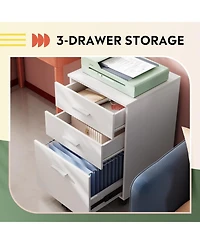 3 Drawer Wood Mobile File Cabinet, Rolling Filing Cabinet for Letter/A4 Size