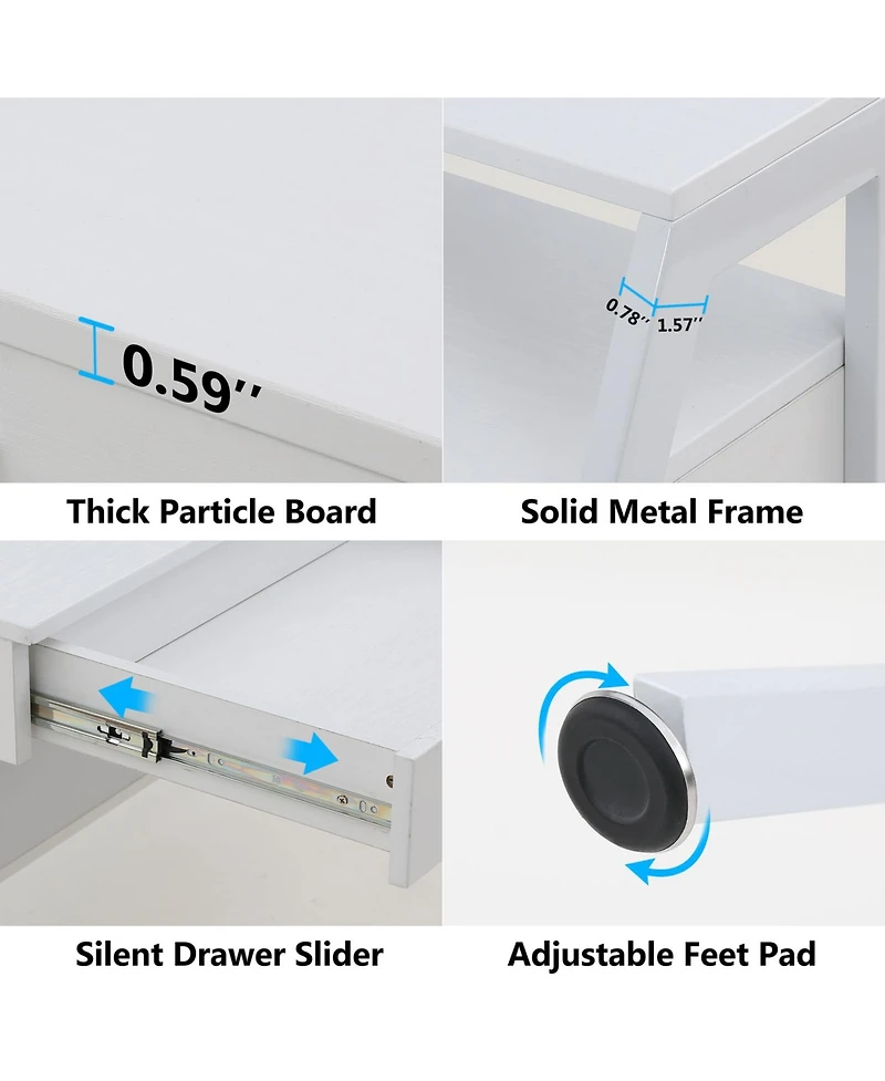 Tribesigns 47 inch Computer & Office Writing Desk with Storage Shelf,Drawers & Monitor Stand Riser for Home Office Use