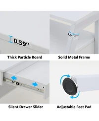 Tribesigns 47 inch Computer & Office Writing Desk with Storage Shelf,Drawers & Monitor Stand Riser for Home Office Use
