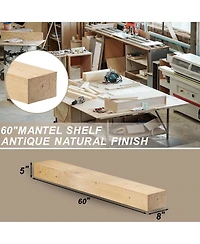 Lovmor Solid Pine Wood Cap-Shelf Mantel Natural